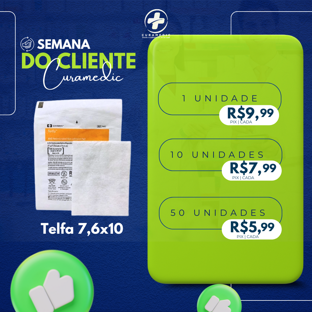 CURAT GAZE POLIESTER C/PHMB 7,6 x 10,0cm TELFA AMD CARDINAL - Unidade