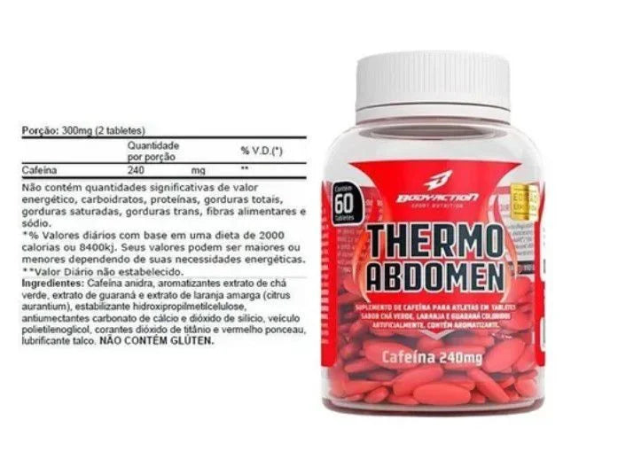 Kit Termogênico Thermo Abdomen 60 Comp + Creatina 300g Bodyaction