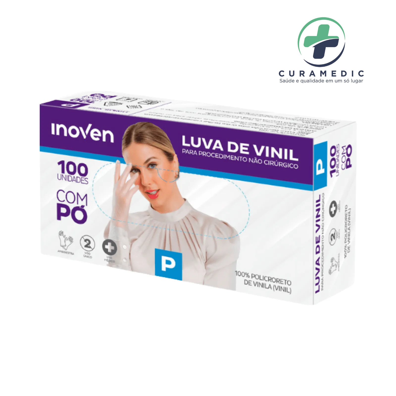 LUVA VINIL INOVEN SEM PÓ TM P C/100