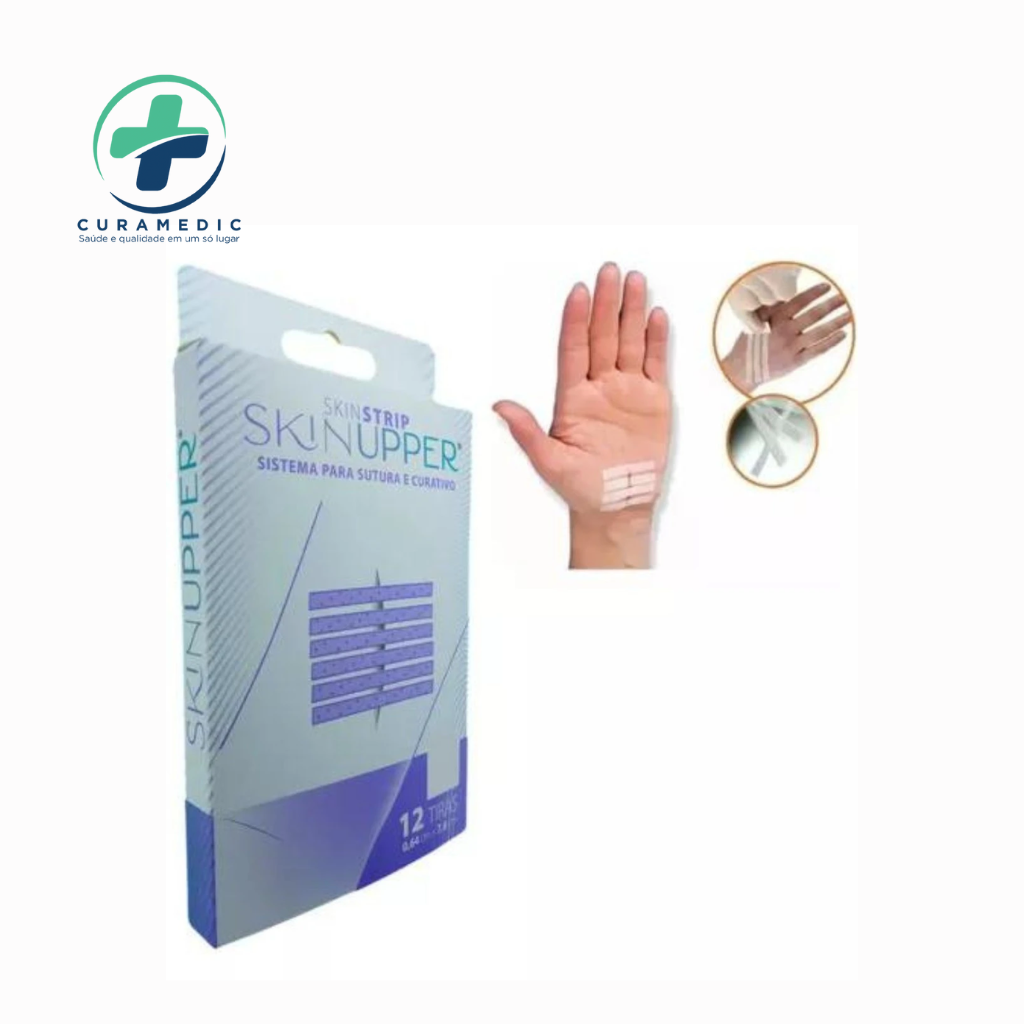 SISTEMA PARA SUTURA E CURATIVO SKINUPPER 12 TIRAS 0,64CM X 7,6CM