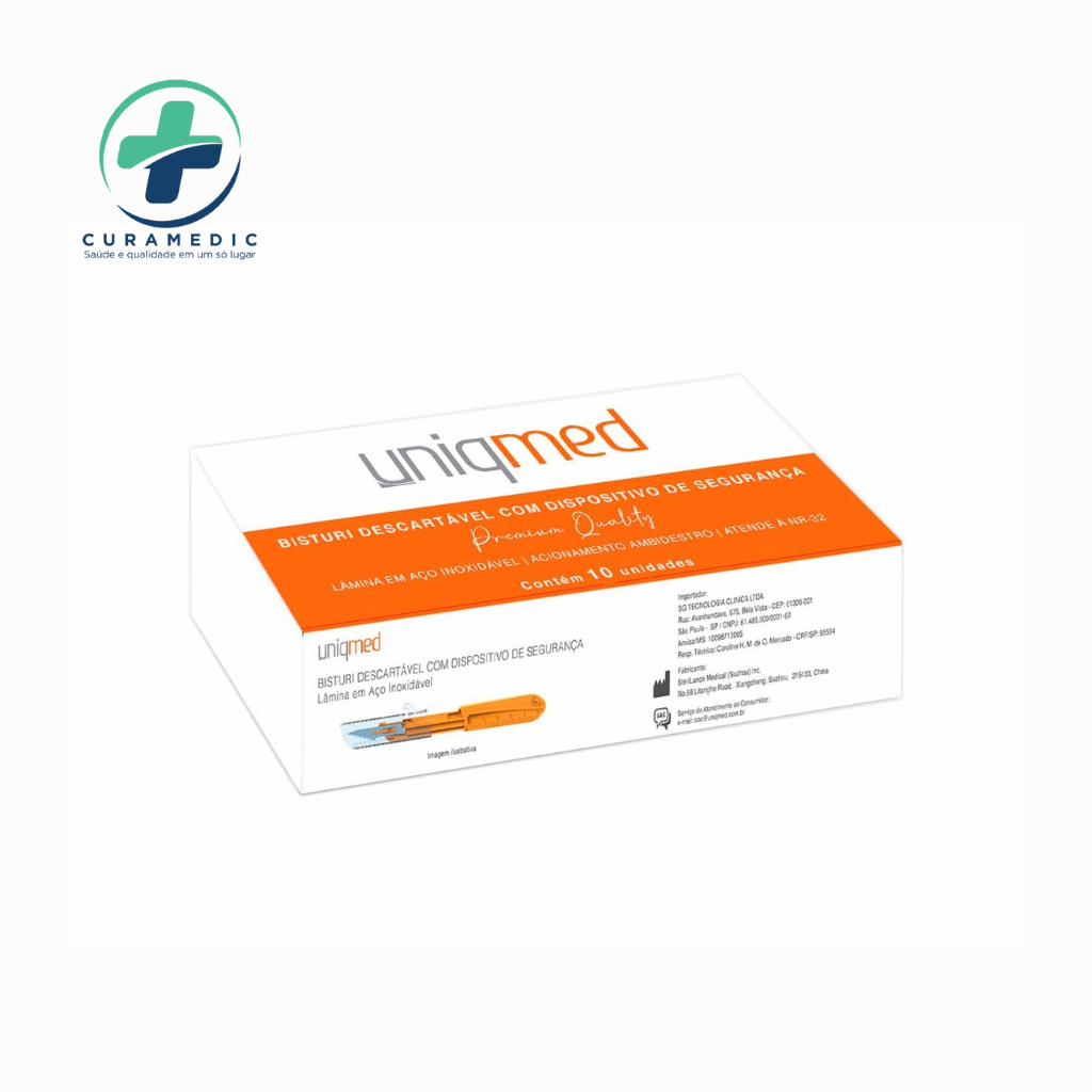 BISTURI DESCARTAVEL COM DISPOSITIVO SEGURANCA LAMINA INOX 23- CABO 4
