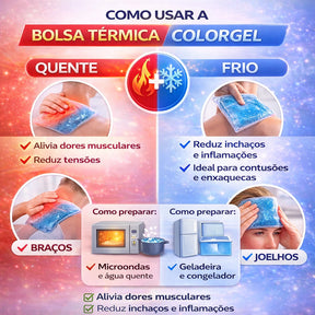 Bolsa Gel termica quente e frio para lesao colica dores musculares colorgel flexivel