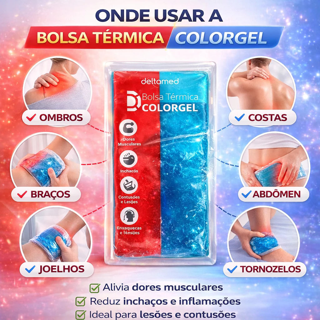 Bolsa Gel termica quente e frio para lesao colica dores musculares colorgel flexivel