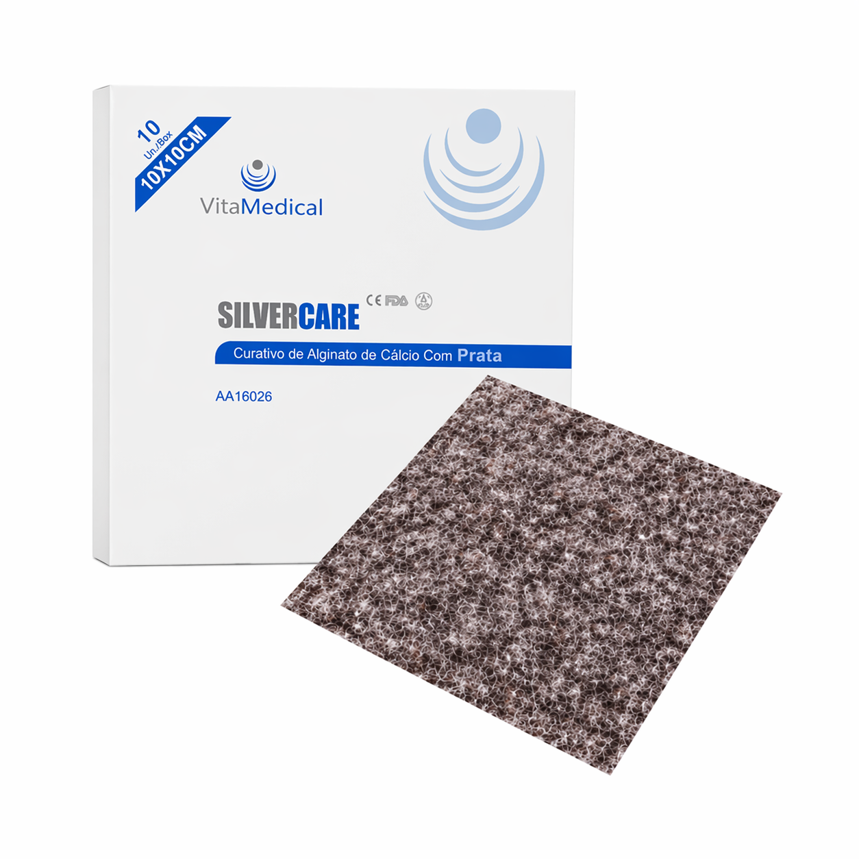 CURATIVO ALGINATO CALCIO PRATA AG 10,0 x 10,0 cm VITAMEDICAL