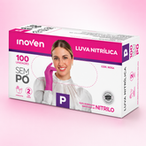LUVA NITRILICA ROSA -  P - CX