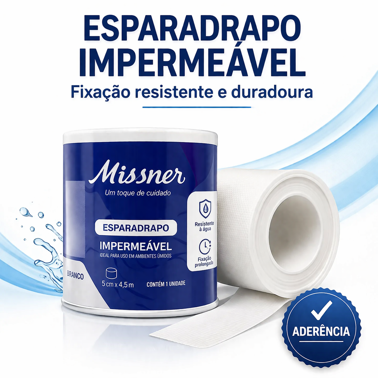 ESPARADRAPO BRANCO IMPERMEÁVEL 5cmX4,5m