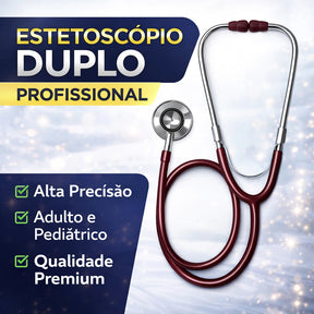 Estetoscópio Duplo Adulto e Pediatrico cor Bordo Enfermagem Estudantes Saude com protetor anti-frio