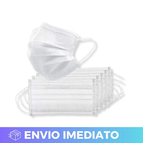 Máscara cirúrgica descartável tripla camada com elástico branca alta qualidade 50unid