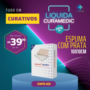 ESPUMA COM PRATA DE POLIURETANO ADHESIVE 10x10 - PHARMAPLAST