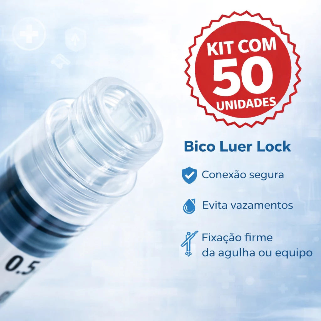 Seringa 3ml Luer Lock Estéril Sem Agulha Caixa C/ 50 Unidades Descartável Registro ANVISA