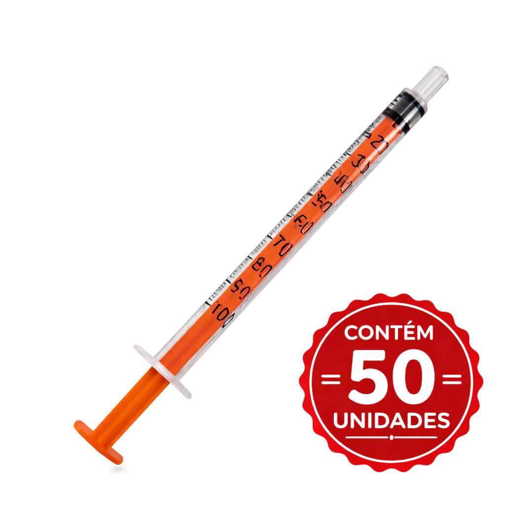 Seringa de Insulina 1ml com Escala Precisa Sem AGULHA BOTOX INSULINA KIT 50 UNIDADES