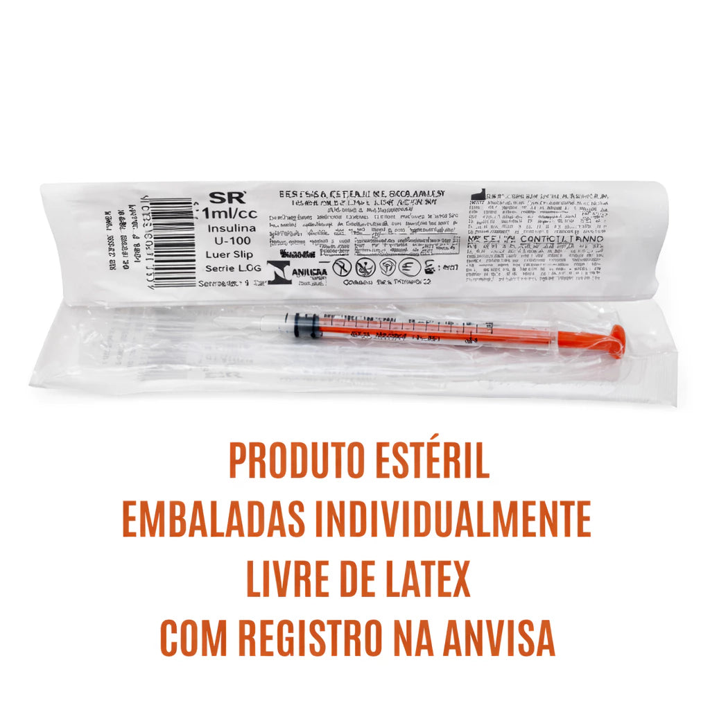 Seringa de Insulina 1ml com Escala Precisa Sem AGULHA BOTOX INSULINA KIT 50 UNIDADES