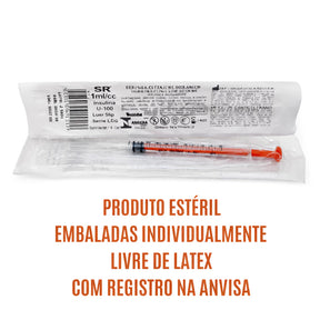 Seringa de Insulina 1ml com Escala Precisa Sem AGULHA BOTOX INSULINA KIT 50 UNIDADES