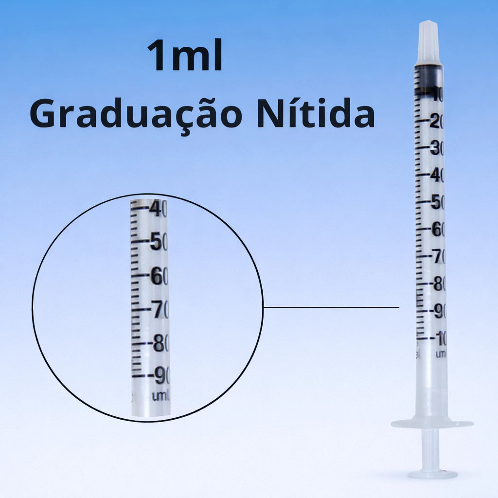 Seringa de Insulina 1ml com Escala Precisa Sem AGULHA BOTOX INSULINA KIT 50 UNIDADES