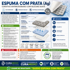 ESPUMA COM PRATA DE POLIURETANO ADHESIVE 10x10 - PHARMAPLAST