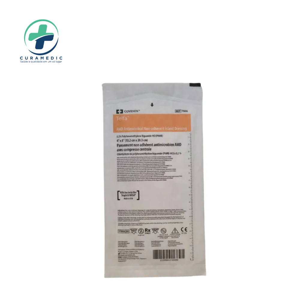 CURATIVO TELFA AMD (PHMB 0,2%) - 7,5X20CM - COVIDIEN