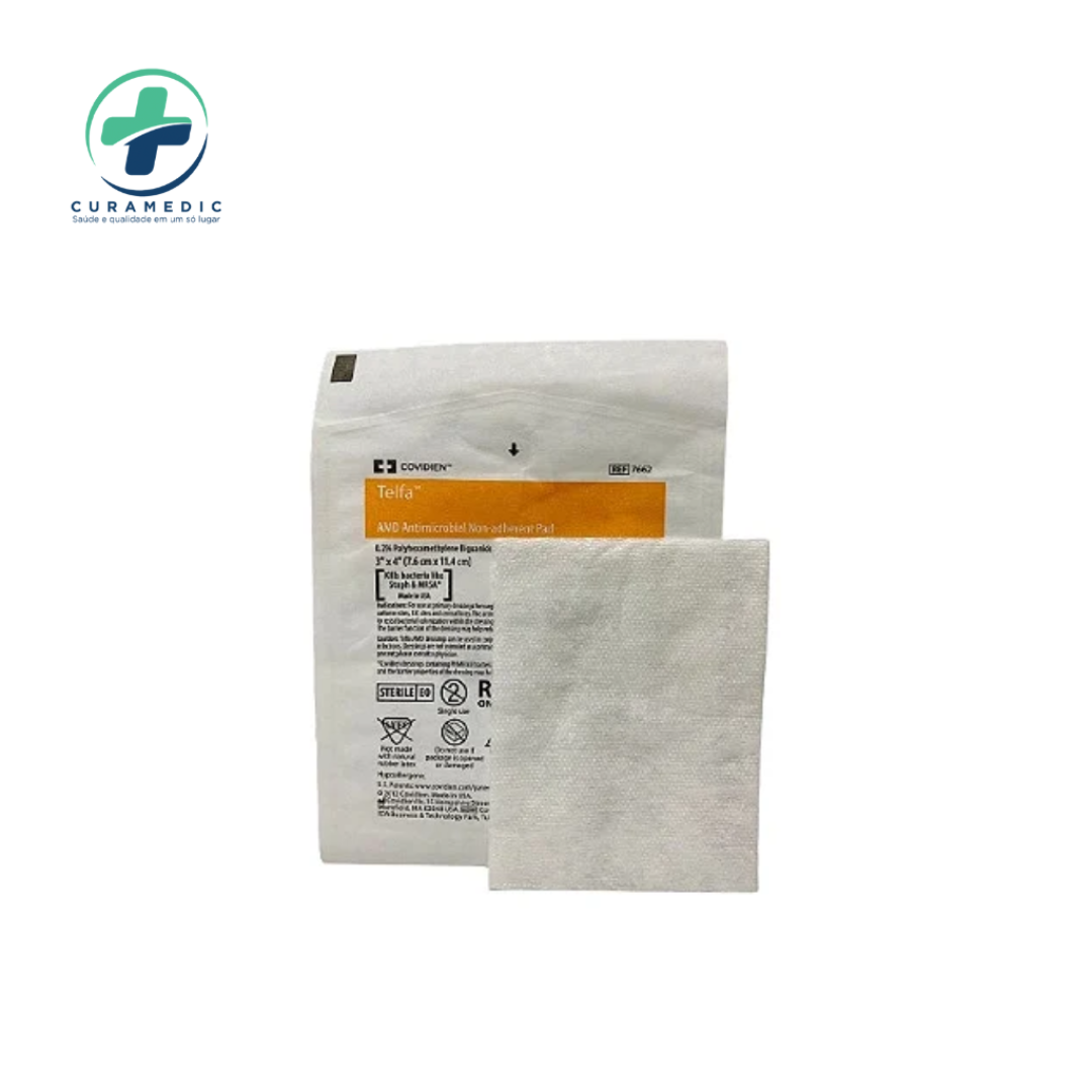 CURAT GAZE POLIESTER C/PHMB 7,6 x 10,0cm TELFA AMD CARDINAL - Unidade