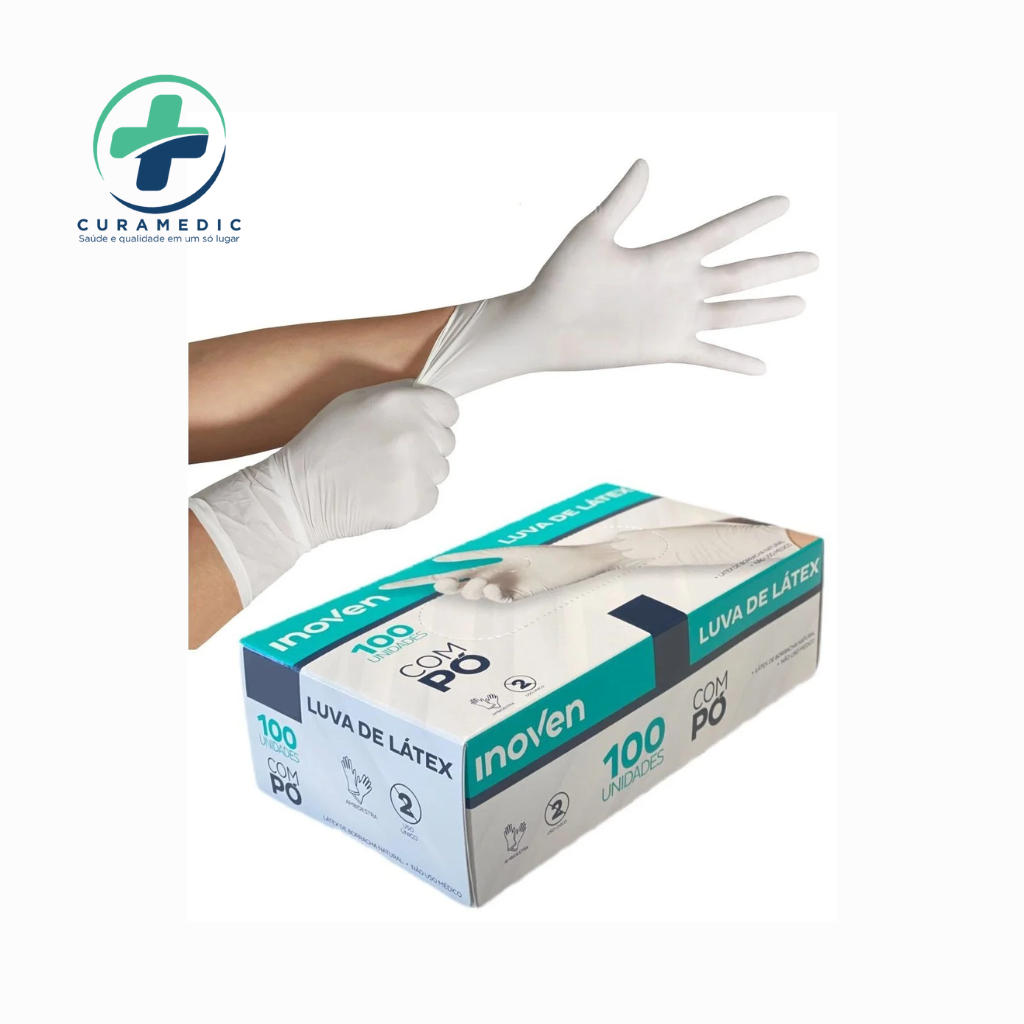 LUVA INOVEN LATEX COM PÓ M C/100