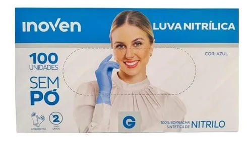 LUVA NITRILICA G INOVEN AZUL C/100