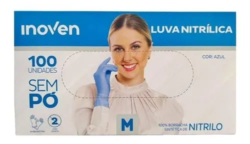 LUVA NITRILICA M INOVEN AZUL C/100