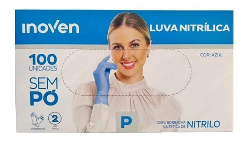 LUVA NITRILICA P INOVEN AZUL C/100)
