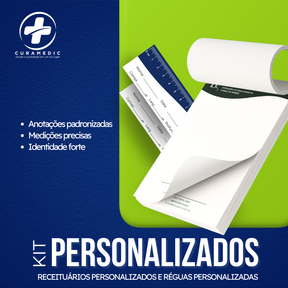 KIT 3 - REGUA 120 UNIDADES + RECEITUÁRIO A5 100 FOLHAS